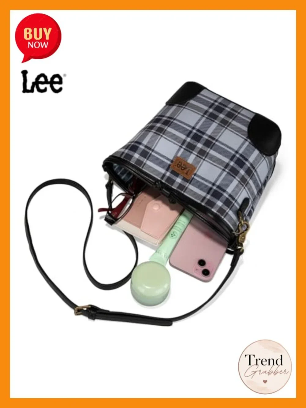 Canvas Drawstring Hobo Bag with Crossbody Strap - Lee Licensed